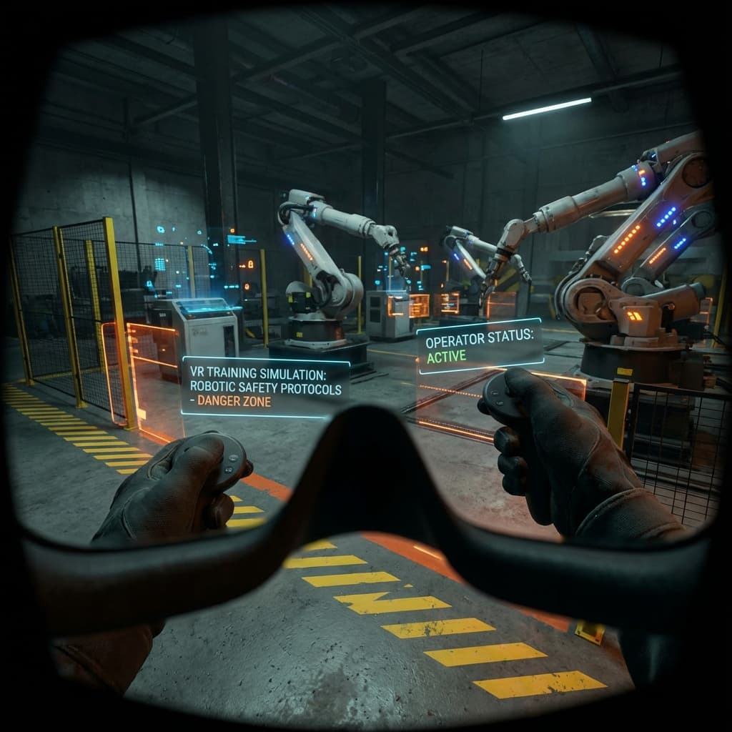 VR training simulation with robotic arms